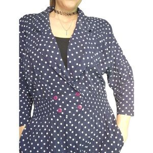 Joseph Ribcroff Polkadot 90s Jumpsuit Blue Rayon Trending Polk A Dot